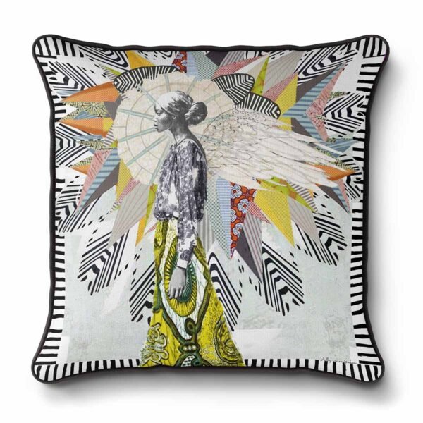 afro pop pillow with angel art