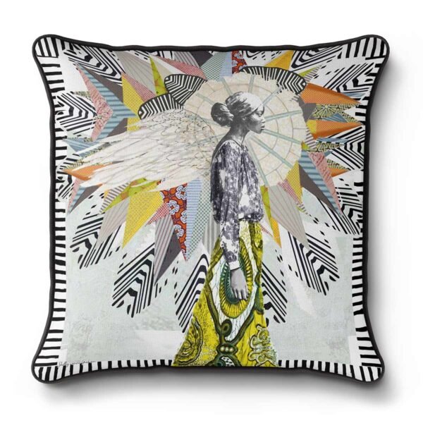 Afro pop pillow with angel art - R