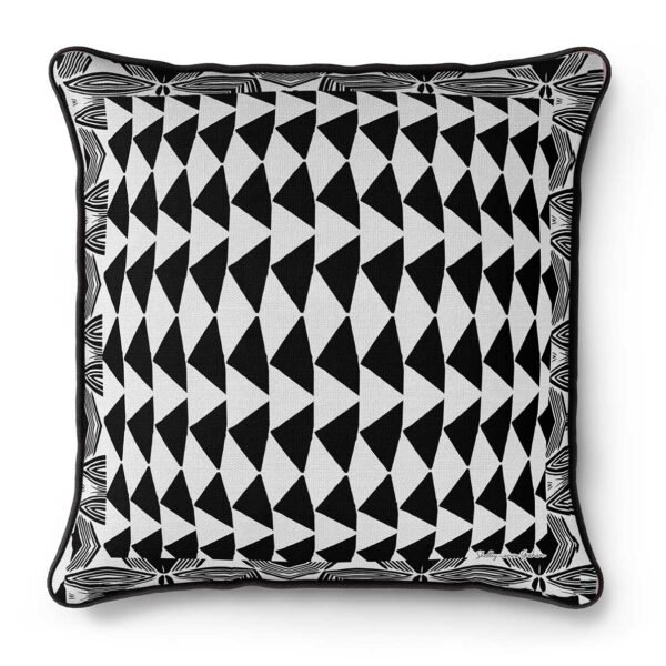 African decor, black and white cushion, mimimilist