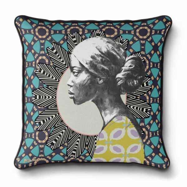 Afro pop, home decor, piped cotton cushion