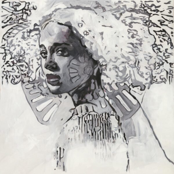 expressive-b&w-painting-of-a-beautiful-black-women-