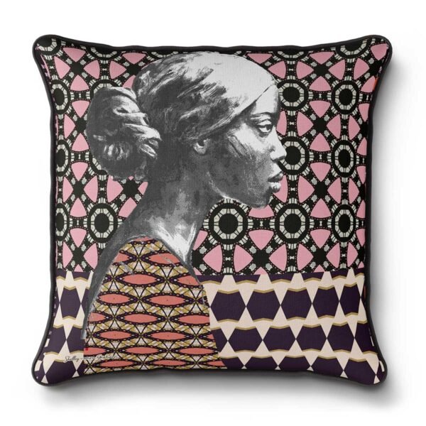 modern african decor bold print cushion female art lft