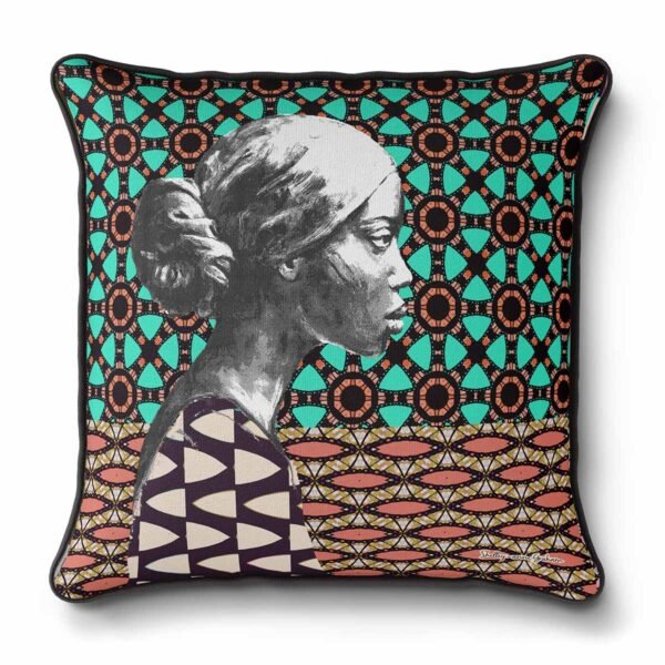 designer pillow, Afro pop style, African American face